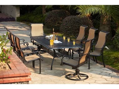 Darlee Outdoor Living Monterey Sling Cast Aluminum Antique Bronze 9 Piece Dining Set DAN3011109PC60XL