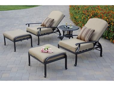 Darlee Outdoor Living Standard Nassau Cast Aluminum Antique Bronze 5 Piece Lounge Set with Ice Bucket Insert DANDL6065PC60RQP