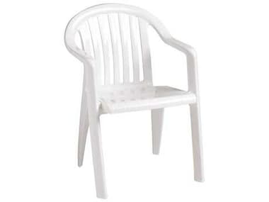 Grosfillex Miami Resin White Lowback Stacking Dining Arm Chair GXUS023004