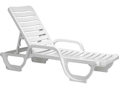 Grosfillex Bahia Resin White Adjustable Chaise Lounge GXUS031004