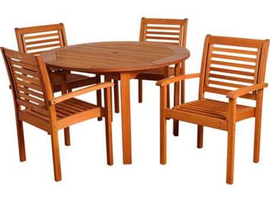 International Home Miami Amazonia Eucalyptus Round Five Piece Milano Dining Set IMBTROUNDSET