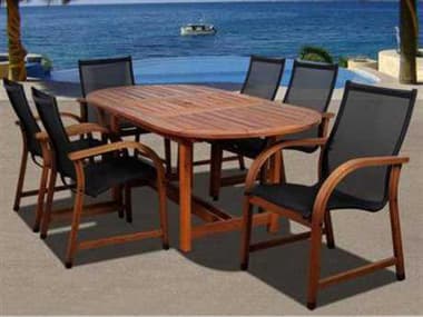 International Home Miami Amazonia Eucalyptus Oval Seven Piece Extendable Bahamas Dining Set IMSC3606MANHA