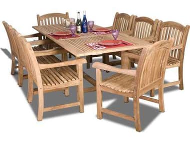 International Home Miami Amazonia Teak Nine Piece Extendable Rectangular Newcastle Dining Set IMSCDIANRECTSUMBAWAARM