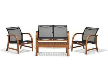 International Home Miami Amazonia Eucalyptus Four Piece Manhattan Deep Seating Set IMSCMANHA4DEEP