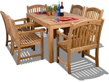 International Home Miami Amazonia Teak Rectangular Seven Piece Oslo Dining Set IMSCOSLO