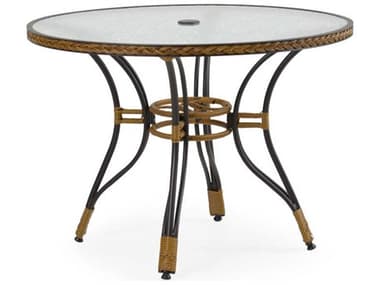 Watermark Living Cape Town Aluminum 40'' Round Black Dining Table with Glass Top PS3240