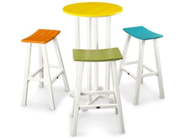 POLYWOOD® Contempo Recycled Plastic 4-Piece Saddle Bar Stool Set PWPWS2351