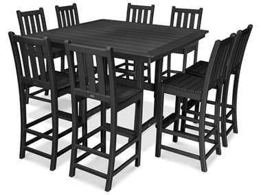 POLYWOOD® Nautical Recycled Plastic 9 Piece Trestle Bar Set PWPWS3141