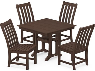 POLYWOOD® Vineyard Recycled Plastic 5 Piece Farmhouse Trestle Dining Set PWPWS6421