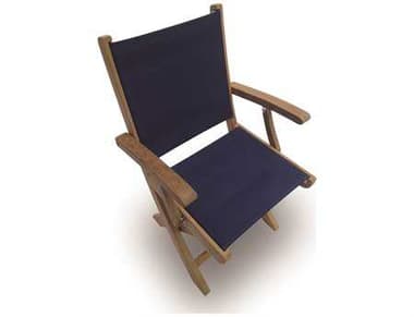 Royal Teak Collection Sailmate Navy Sling Folding Dining Arm Chair RLSMCN