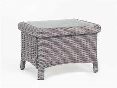 South Sea Rattan St Tropez Wicker 28''W x 22''D Rectangular Glass Top End Table SR79343