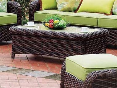 South Sea Rattan St Tropez Wicker 48''W x 24''D Rectangular Glass Top Coffee Table SR79344