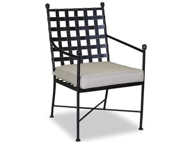 Sunset West Provence Wrought Iron Dining Chair in Canvas Flax with Self Welt SW320115492