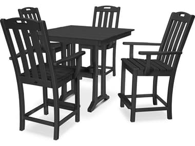 Trex® Outdoor Furniture™ Yacht Club Recycled Plastic 5 Piece Farmhouse Trestle Counter Set TRXTXS4641