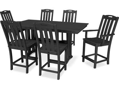 Trex® Outdoor Furniture™ Yacht Club Recycled Plastic 7 Piece Farmhouse Trestle Counter Set TRXTXS4651