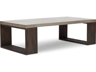 Urbia Outdoor Dark Grey, Heritage Brown 57'' Concrete Wood Rectangular Coffee Table UROVGSHERCT57