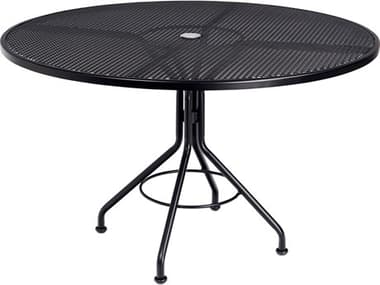 Woodard Wrought Iron Mesh 48'' Round Dining Table with Umbrella Hole WR280137