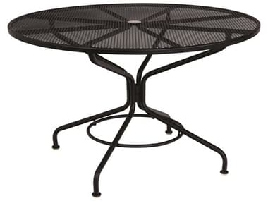 Woodard Mesh Wrought Iron Textured Black 48'' Round Table with Umbrella Hole WR280137N.92