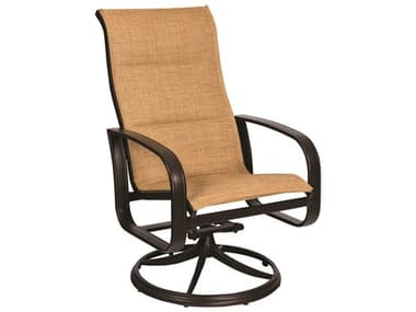 Woodard Cayman Isle Padded Sling Aluminum High Back Swivel Rocker Lounge Chair WR2FX588