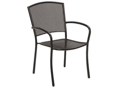 Woodard Albion Wrought Iron Textured Black Stackable Dining Arm Chair WR7R0021.92