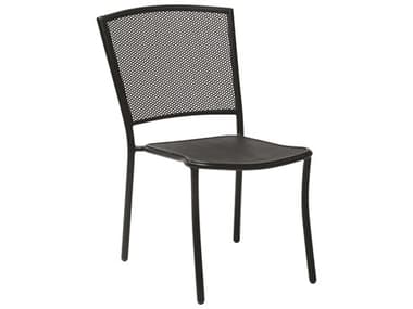 Woodard Albion Wrought Iron Textured Black Stackable Dining Side Chair WR7R0022.92