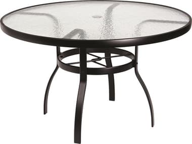 Woodard Aluminum Deluxe 48'' Round Obscure Glass Top Table with Umbrella Hole WR826148W