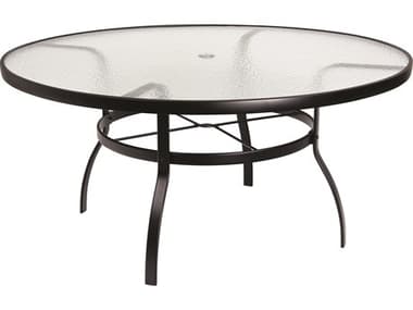 Woodard Aluminum Deluxe 60'' Round Obscure Glass Top Table with Umbrella Hole WR826360W