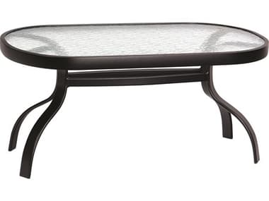 Woodard Aluminum Deluxe 37''W x 19''D Oval Obscure Glass Top Coffee Table WR826452W